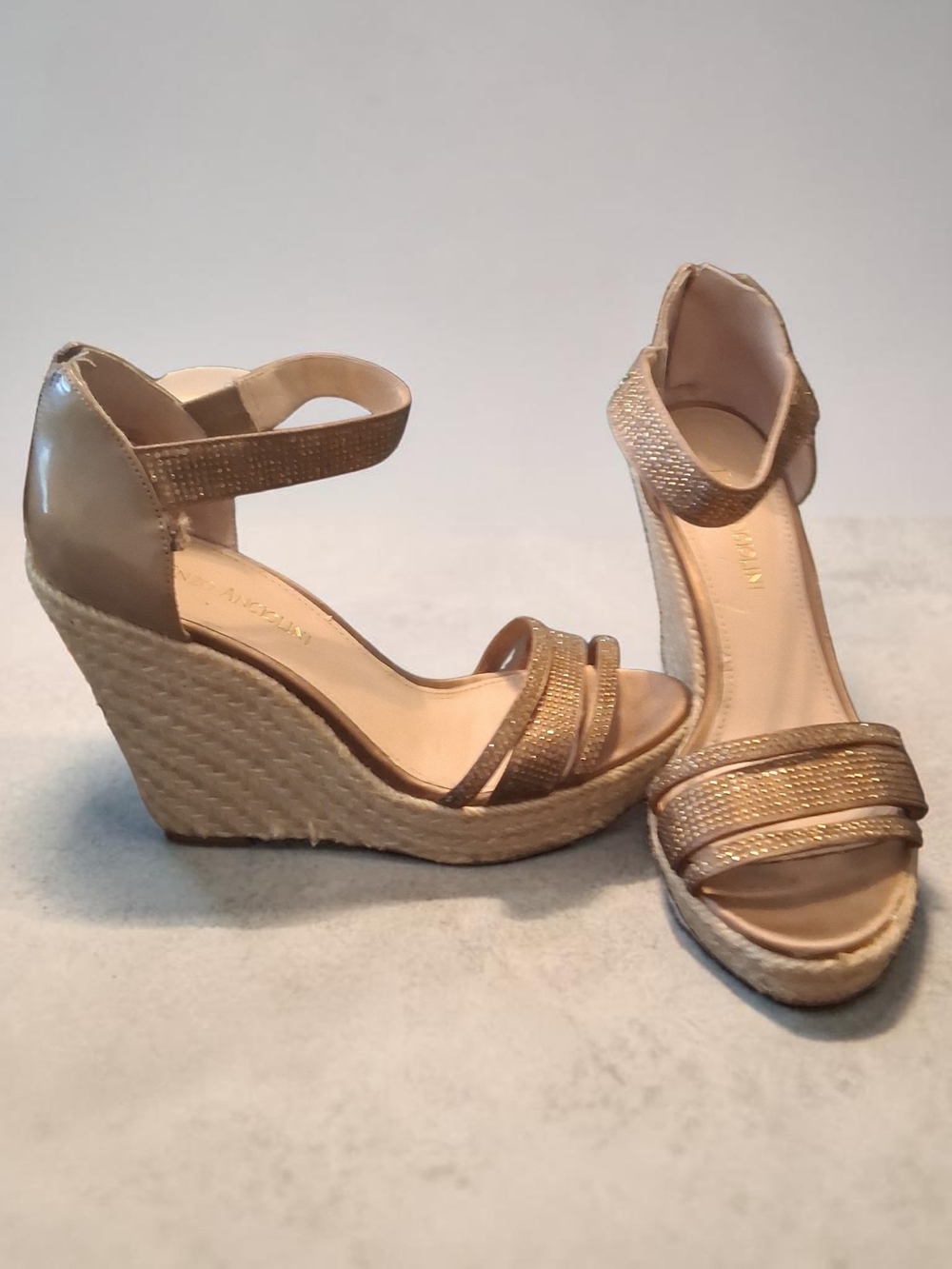 Enzo Angiolini Gold Wedge Espadrille Sandals